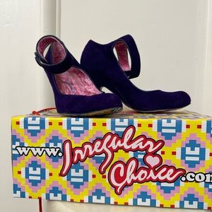 Irregular choice purple velvet heel